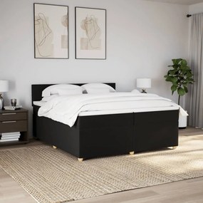 Cama com molas/colchão 200x200 cm tecido preto