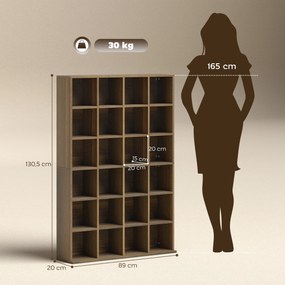 Móvel de Arrumação para CDs e DVDs, 89 x 20 x 130,5 cm, Prateleiras Ajustáveis, Castanho