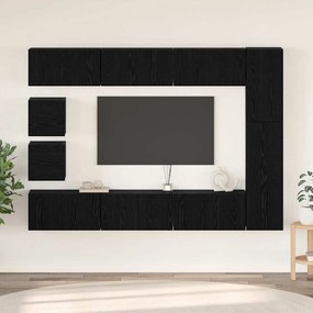 vidaXL Conjunto de móvel de TV com prateleira Montado na parede Outros com armazenamento 10 pcs Carvalho preto