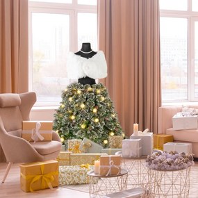Árvore de Natal artificial Lojas roupa de 150 cm com manequim pré-iluminado Estrutura dobrável e 465 pontas de ramos 50 bolas LED 36 pinhas Colar Xail