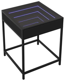 Mesa de cabeceira com luzes LED Infinity 40x40x51 cm preto