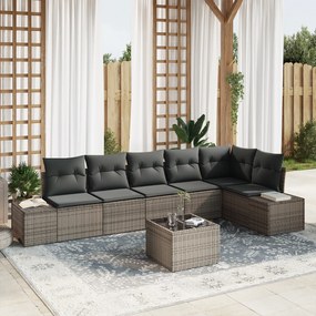 Conjunto de Sofá de Jardim de 6 Peças com Almofadas Preto Vime PE