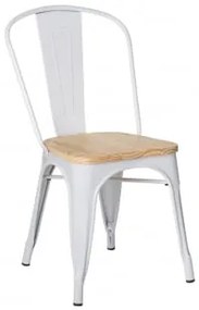 Pack De 2 Cadeiras De Jantar Empilháveis Em Madeira E Aço Lix Branco & Madeira Natural - Sklum