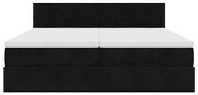 Estrutura de cama otomana com colchões 180x200cm veludo preto