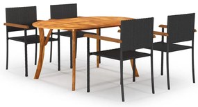 vidaXL 5 pcs conjunto de jantar para jardim preto