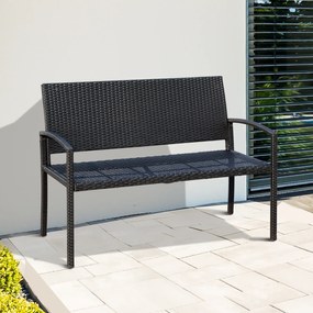 Banco Jardím Lounge Cadeira 2 Lugares Móveis para Jardím Exterior Terraço 2 Lugares Rattan Sintético Carga 320kg 122x60x87cm Estrutura Aço