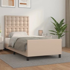 Estrutura cama cabeceira 90x200 cm couro artificial cappuccino