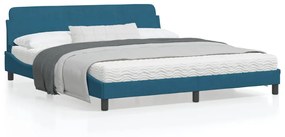 373236 vidaXL Estrutura de cama c/ cabeceira 180x200 cm veludo azul