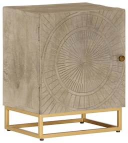 vidaXL Mesa de cabeceira 40x30x50 cm madeira de mangueira maciça/ferro