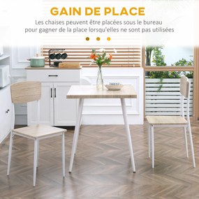 Conjunto de mesa de jantar quadrada de 3 peças com 2 cadeiras para cozinha e sala de jantar, tampo em MDF e estrutura em metal branco
