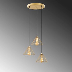 Candeeiro Chandelier Soylu – Dourado Brilhante – 41 x 41 x 117 cm