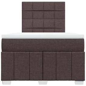 Cama boxspring com colchão 120x190 cm tecido castanho-escuro