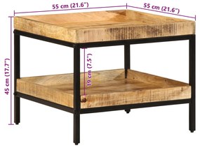 Mesa de Apoio 55x55x45 cm Madeira Sólida de Mangueira Rústica