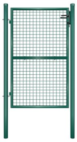 Portão de jardim SONGMICS, aço galvanizado, resistente e durável, com fechadura, 87 x 150 cm (colunas laterais não incluídas), grade de malha de 5 x 20 cm, verde, GGD200G