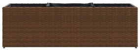 Canteiro jardim com 3 vasos 105x30x32 cm vime PE castanho