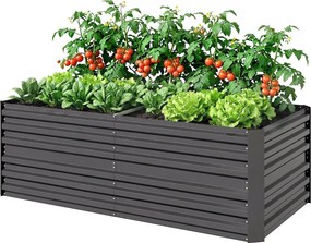 Floreira retangular para horta com tubos de reforço em aço galvanizado 180 x 90 x 59 cm