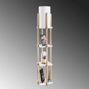 Candeeiro de Pé 7119 – Branco e Dourado – 25 x 25 x 130 cm