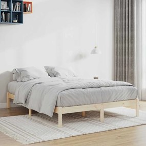 vidaXL Cama sem colchão 193x203 cm King madeira de pinho maciça