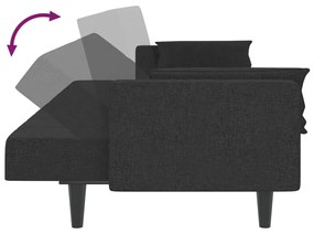 Sofá-cama 2 lugares com duas almofadas tecido preto