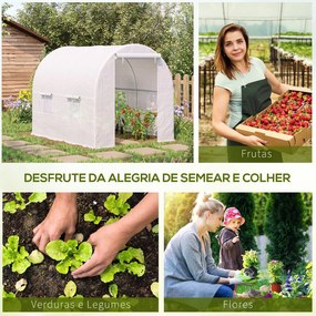Estufa Tipo Túnel 245x200x200cm Estufa de Jardim com Portas Enroláveis