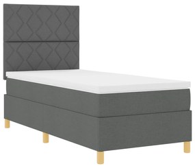 Cama Box Spring com Colchão Cinza Escuro 90x200 cm em Tecido