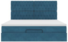 Estrutura cama otomana colchões 180x200 cm veludo azul escuro