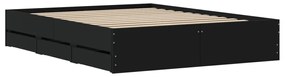 Estrutura de cama c/ gavetas 140x200 cm derivados madeira preto