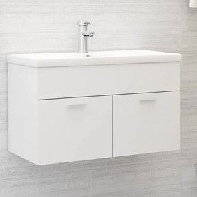 vidaXL Armário lavatório c/lavatório embutido derivados madeira branco
