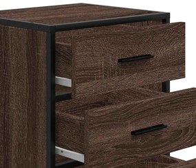 Mesa de cabeceira carvalho castanho 40x34,5x60 cm madeira metal