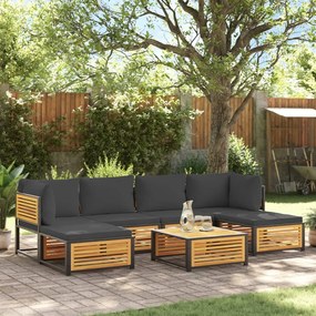 vidaXL 7 pcs conjunto sofás jardim c/almofadões madeira maciça acácia