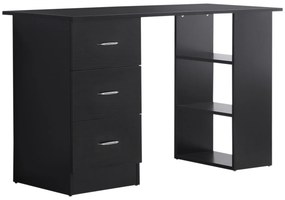 HOMCOM Mesa de Escritório com Armazenamento 120x50 cm Mesa de Computador Prateleiras e Gavetas para Espaços Pequenos Quarto Preto | Aosom Portugal