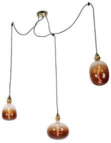 Candeeiro de suspensão dourado 3 luzes com LED regulável - Cava Luxe Moderno