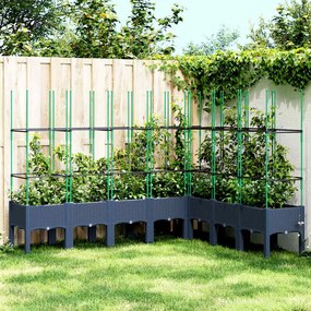 Vaso/floreira de jardim c/ treliça 200x160x142,5 cm PP cinzento azul
