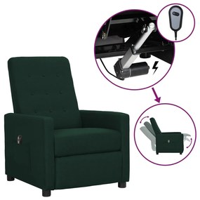 vidaXL Poltrona elétrica reclinável tecido verde-escuro