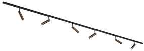 Sistema de iluminação de trilho moderno com 6 focos bronze escuro monofásicos - Slimline Uzzy