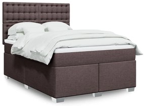 vidaXL Cama com molas/colchão 160x200 cm tecido castanho-escuro