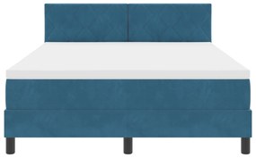 Cama Box com Colchão vidaXL Azul Escuro 140x190 cm Veludo