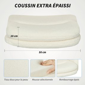Cadeira de escritório, cadeira giratória de escritório com altura ajustável, função de inclinação, 61,5 x 65 x 91-101 cm, creme