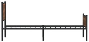 Estrutura de cama sem colchão 100x200cm metal carvalho castanho