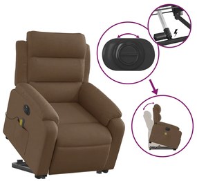 Poltrona elétrica elevatória massagens tecido castanho