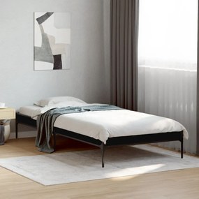 Estrutura de cama 90x190 cm derivados de madeira e metal preto