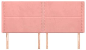 Cabeceira cama c/ abas veludo 163x16x118/128 cm rosa