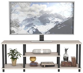 Móvel para TV 3 Níveis Mesa de Consola Multimédia Prateleiras Abertas Suporte para TV até 40'' 110,5 x 29 x 41 cm Cinzento