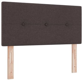 Cama Box Spring com Colchão &amp; LED Castanho Escuro 100x200 cm Tecido