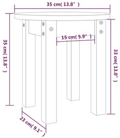 Mesa de centro Ø 35x35 cm madeira de pinho maciça branco