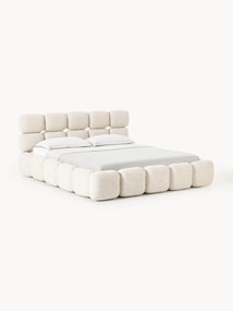 Cama estofada em bouclé com arrumação Tayla