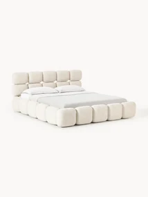 Cama estofada em bouclé com espaço de arrumação Tayla