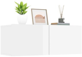Móveis TV 2pcs 80x30x30cm derivados de madeira branco brilhante