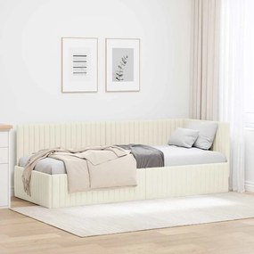 vidaXL Estrutura de Cama de Canto Creme 80 cm x 200 cm Veludo