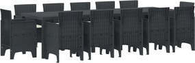 vidaXL Conjunto de Jantar para Jardim 13 pcs Antracite Polyrattan